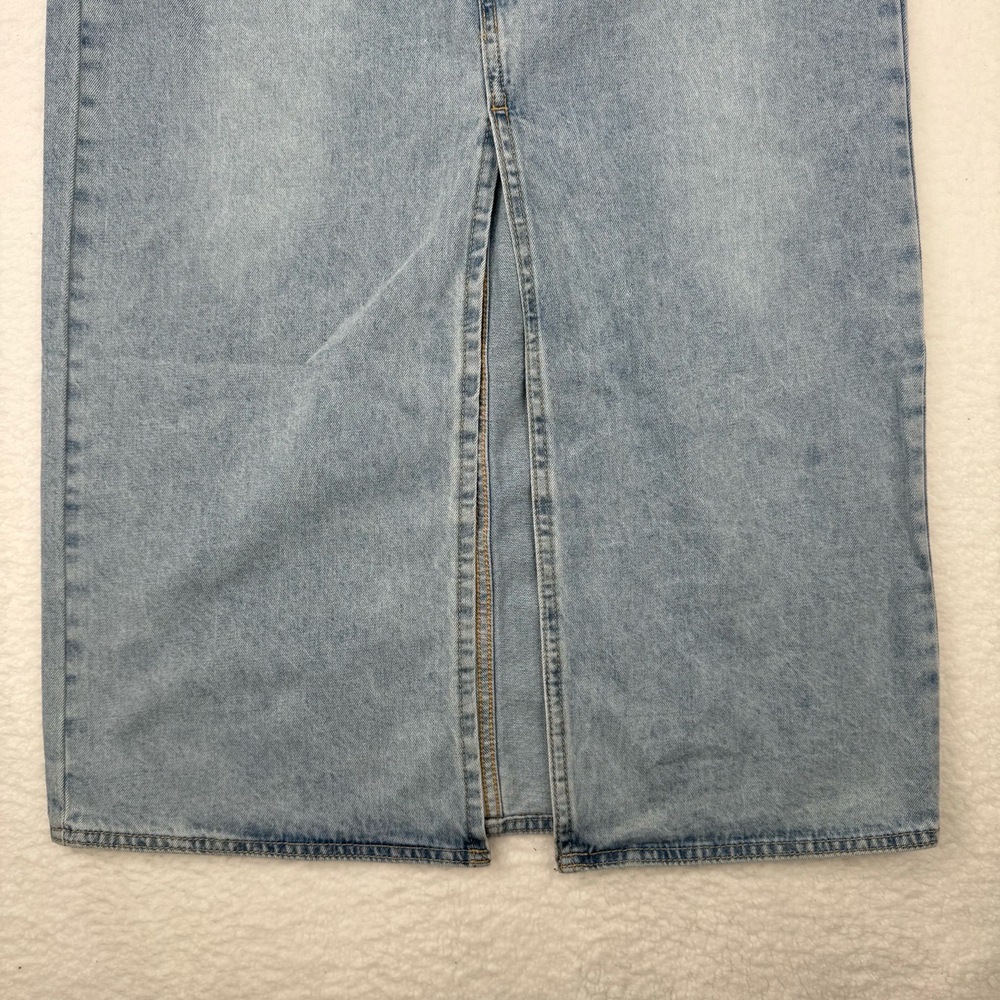 BlankNYC Denim Maxi Skirt Front Slit Light Wash Sz 27 Vintage Y2K Stretchy NWT - Picture 4 of 13